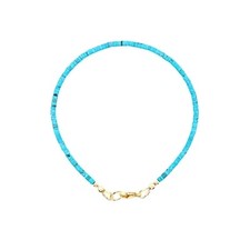 Micro Thin 2mm Blue Arizona Turquoise Heishi Bead Modern Minimalist Bracelet