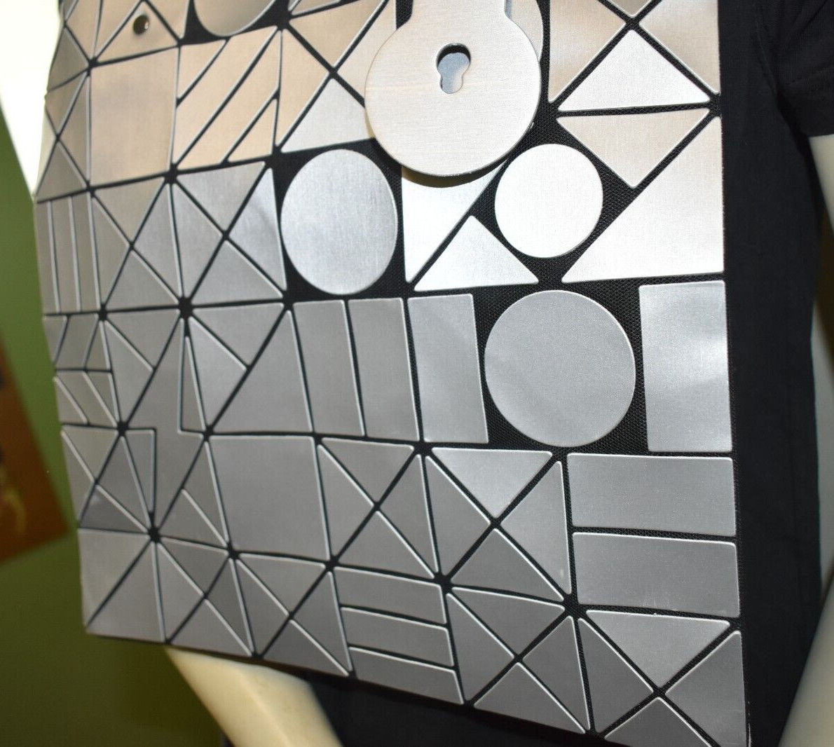 Metallic Silver   Geometric  Double Handle Purse - image 4