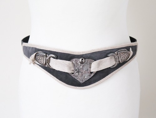 Tirol Vintage Dirndl Corset Belt - Grey Suede / Metal - Oktoberfest - Small - Picture 1 of 8