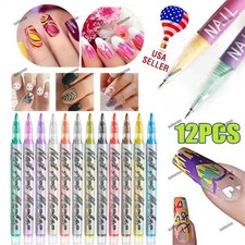12 Colors Nail Art Pens Set, 2026 New DIY Nail Art Markers Drawing Painting Line