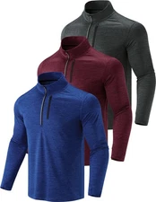 Liberty Imports Men’s 3-Pack Quarter-Zip Pullover Lightweight Athletic Joggin...