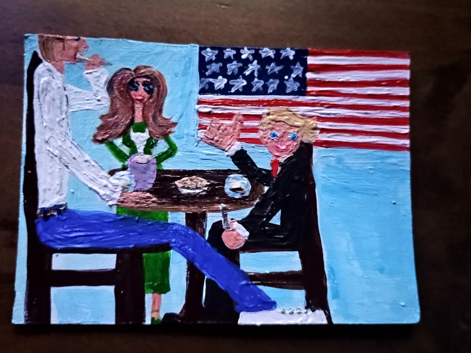 President TRUMP Apple Pie July 4 Melania Barron PAINTING art TRADING CARD ACEO