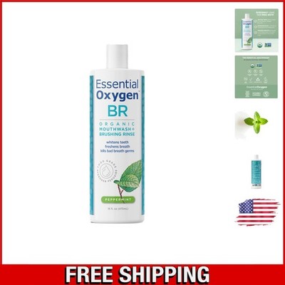 Organic BR Brushing Rinse Mouthwash 16 Oz - Whiter Teeth & Fresh Breath