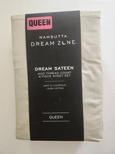 NWT Wamsutta Dream Zone Queen 4 Piece Sateen 400 TC Cotton Sheet Set Summer Sand