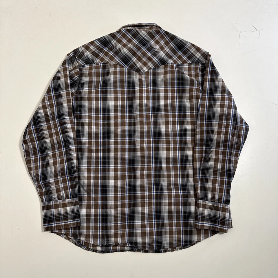 Wrangler Pearl Snap Shirt Mens Large Plaid Long Sleeve Western Rodeo Cowboy - Image 2 of 4