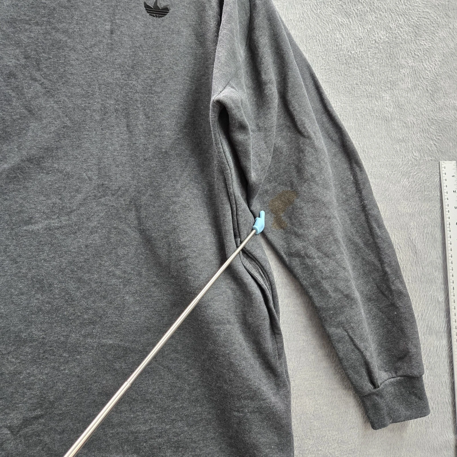 Adidas Men Jacket L Gray Fleece Activewear Zipper Logo Long Sleeve READ - product detail image 10