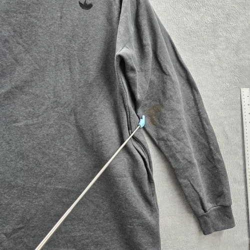 Adidas Men Jacket L Gray Fleece Activewear Zipper Logo Long Sleeve READ image 10