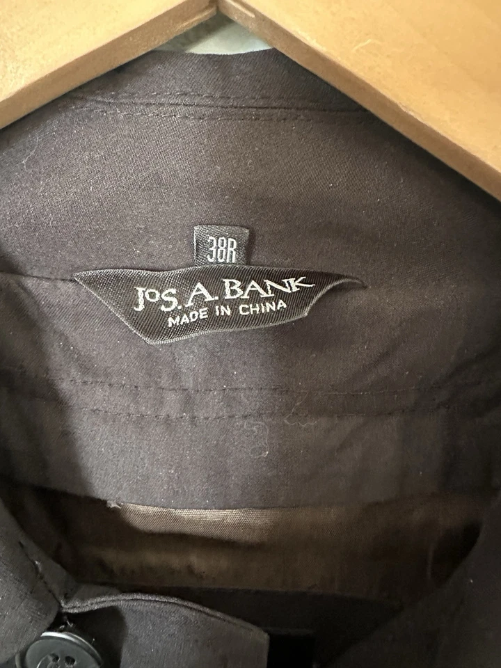 Jos A Bank Coat Mens 38R Year Around Raincoat Collection Black Wool Lined button - Image 4 of 4