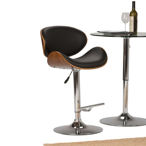 Simpli Home Marana Faux Leather Adjustable Gas Lift Bar Stool in Black - Picture 2 of 7