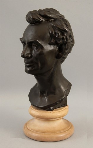 After Leonard W Volk Painted Plaster ABRAHAM LINCOLN Alva Studios Bust Sculpture - Picture 3 of 8