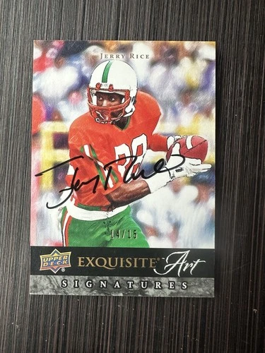 JERRY RICE 2012 EXQUISITE ART SIGNATURES AUTO #EA-JR 14/15 UPPER DECK ON CARD