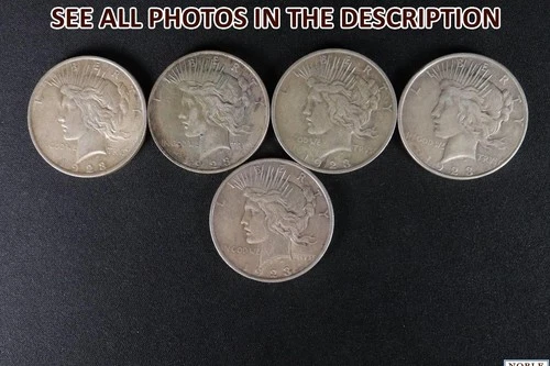 NobleSpirit (CS) Popular 5x 1923 Silver Peace Dollar Mixed Cond. Lot to BU