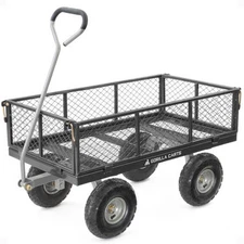 Gorilla Carts Steel Utility Cart Garden Beach Wagon, 800 Pound Capacity, Gray