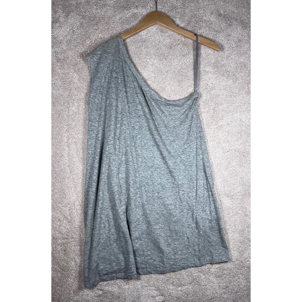 Juicy Couture Gray One Shoulder Linen Blend Top Floral Embellished Womens Y2K - Image 3 of 4