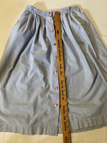 Susan Bristol size 12 VTG button front cottage midi blue jeans skirt - Picture 4 of 8
