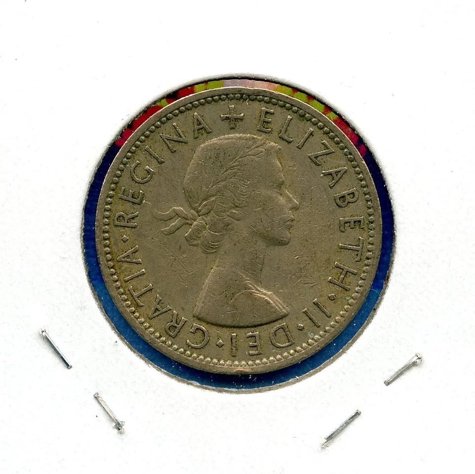 1956 United Kingdom 2 Shillings Queen Elizabeth Tudor Rose British Coin - Image 2 of 3