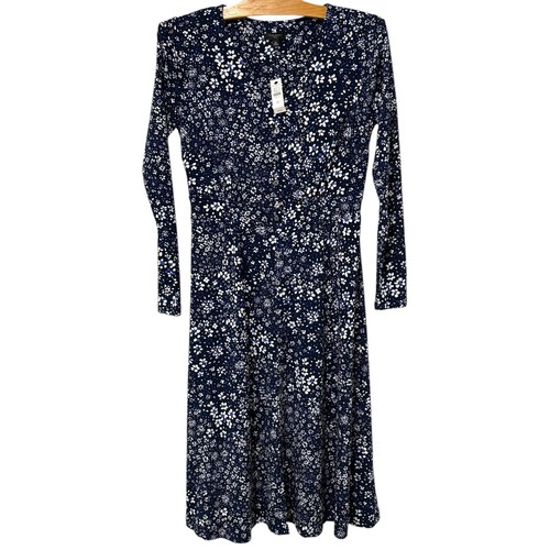 Talbots | Kleid Midi Blumen 3/4 Ärmel Stretch V-Ausschnitt Neu mit Etikett - Größe Small Petite