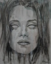 Original Ghost Girl Painting Impressionism Thayer Art OOAK Canvas Not A Print 