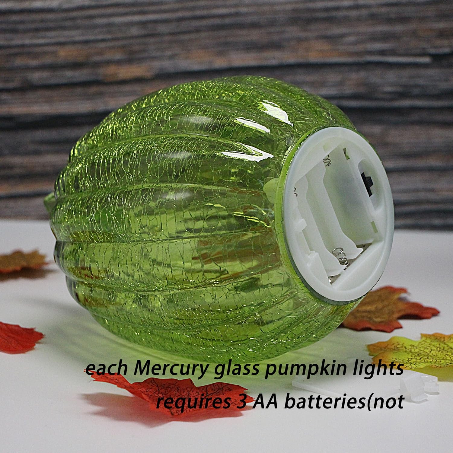 Christmas Decor lamp,Crackle Glass Pumpkin Light with Timer, Battery Operated...