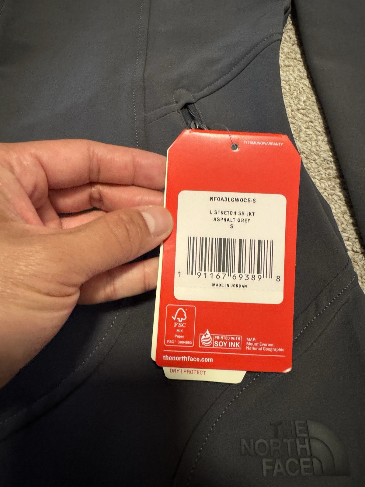 The North Face Womens Tech Stretch Jacket Windwall  Sz Small Gray Logo  New thumbnail 5