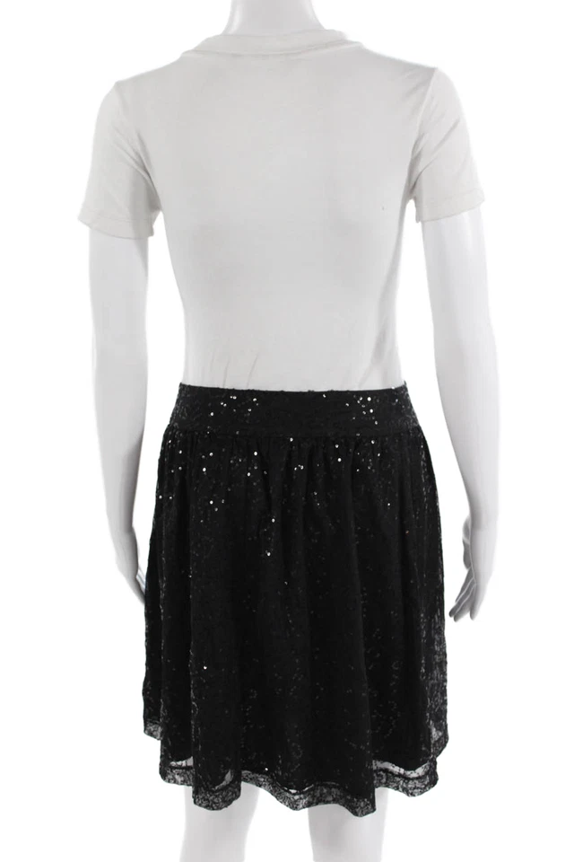 Falda negra con cremallera de lentejuelas talla 4 de Cynthia Rowley para mujer Foto 3 de 4