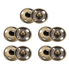 5 Set Sew-on Snap Buttons 15mm Metal Snap Fastener Buttons, Bronze