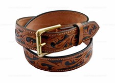 THICK BROWN LEATHER MENS BELT DRESS WOMEN BELTS METTALIC BUCKLE JEANS PANTS