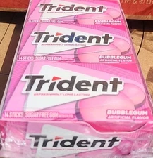 12x14ct Trident Bubblegum Sugar Free Gum, 12 Packs (168 Pieces Total) Wholesale 