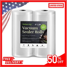 Vacuum Sealer Bags Rolls – 2 Pack 8"x50' Heavy Duty for Food Saver Storage