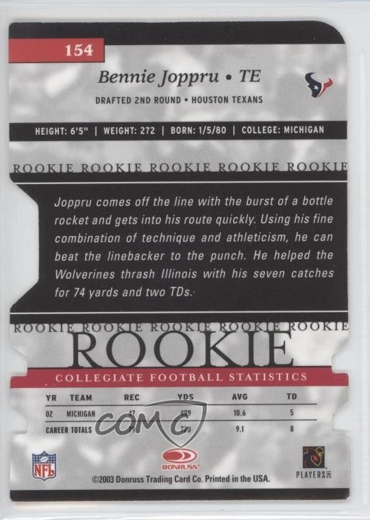 2003 Donruss Elite Turn of the Century Rookie /125 Bennie Joppru #154 Auto RC - Image 2 of 2