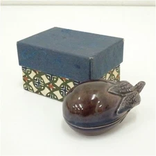 Kyo-yaki, Hashimoto Jogaku-zo, Purple Ko-chi Eggplant Incense Container (with