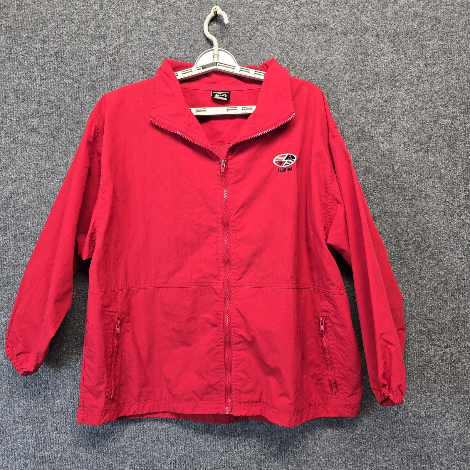 Ouray Sportswear Jacket Mens Large Red Florida Nylon Full Zip Windbreaker