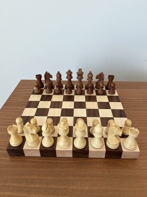 SMALL Wooden Chess Set, 8x8 in. board, 32 pieces. Great for display.