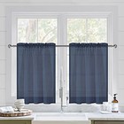  Sheer Curtains for Kitchen Windows - Rod 36"W x 36"L (Pack of 2) Navy Blue