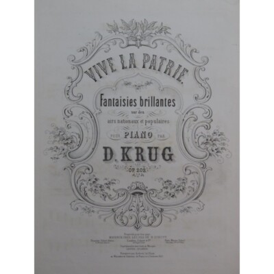 Krug D. Vive La Patrie No 4 Russian National Anthem Piano Ca1865
