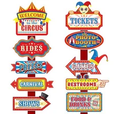 20 Pcs Carnival Circus Theme Party Decorations Welcome Circus Party Signs Car...