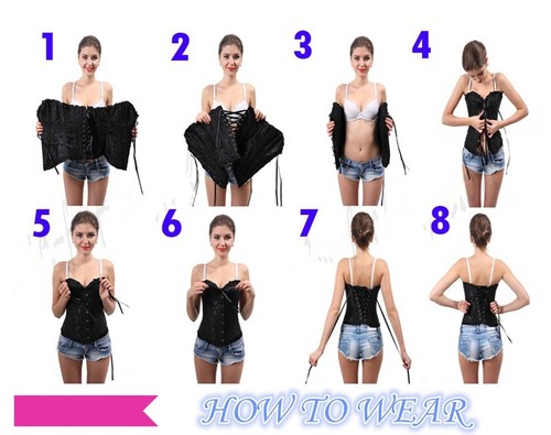 Women sexy Boned Lace Up Satin Overbust Waist Training Corset Bustier Basuqes US - 第 3/42 張圖片
