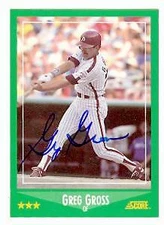 Greg Gross autographed baseball card (Phillies) 1988 Score #386 Glossy