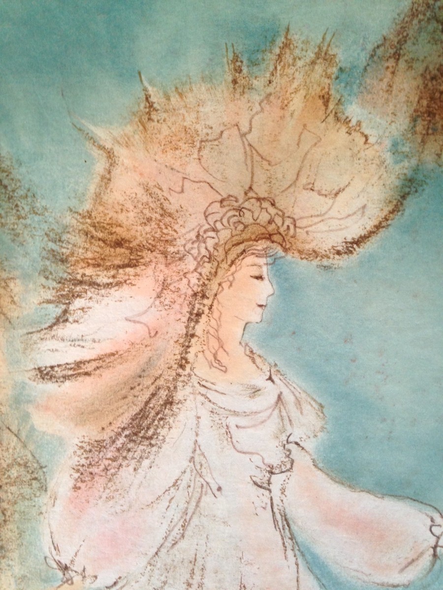 XXe Lithographie 2/25 signée Isa Célini Scène de genre Mère enfant
