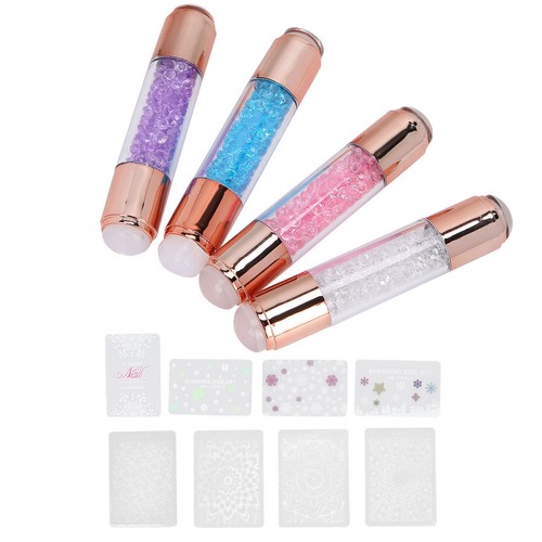 4Sets Manicure Art Stampers Silicone Stamp Pens Double Ended W/Nail Seal Plate - Picture 6 of 12