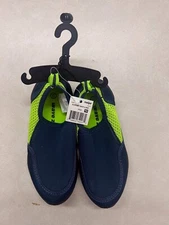 Wave Zone Boys Girl Surfer Swim Water Shoes Kids Size 11 Navy Blue Lime NWT
