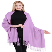 Light Purple 100% Cashmere Shawl Pashmina Wrap Hand Made in Nepal CJ Apparel NEW