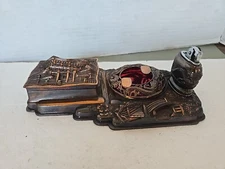 Oriental Dragon Cigarette Box Ashtray Lighter Set Made In Japan Mid Century