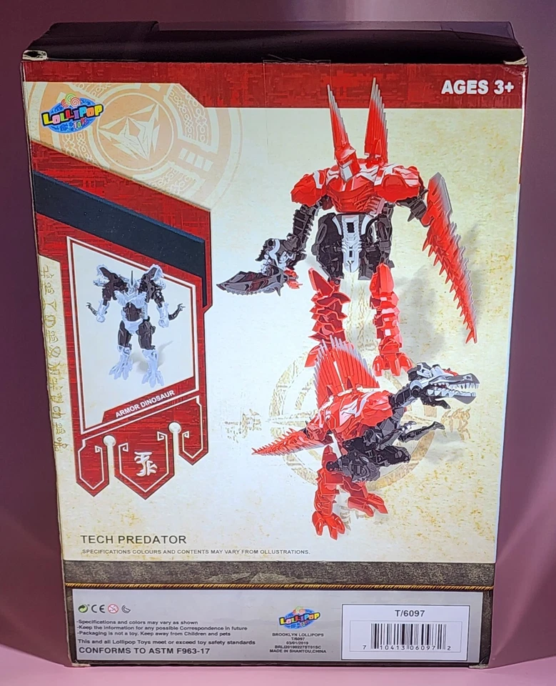 TECH PREDATOR ~ 6" Mega Tech Dino ~ Dinobot Dinosaur Robot action figure toy - Image 2 of 3