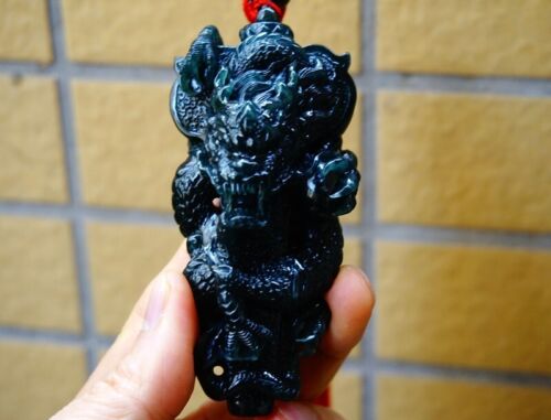 Certified Grade A Blue Guatemal Icy Blue green Jade jadeite Dragon Pendant 711 - Picture 2 of 22