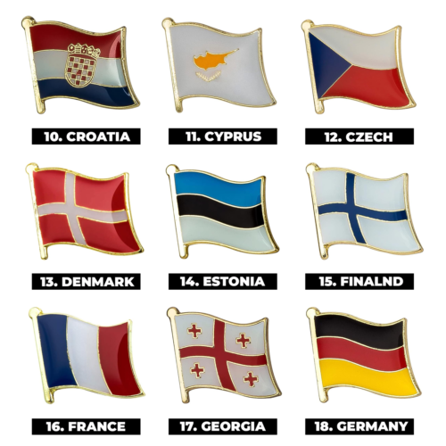 50+ European Countries | National Metal Enamel Flag Pins - Picture 3 of 7