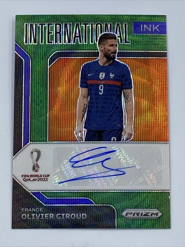 2022 Panini Prizm World Cup Olivier Giroud International Ink Green Wave Auto