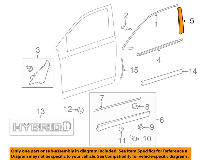 TOYOTA OEM 1415 Highlander Front DoorApplique Window Trim Right