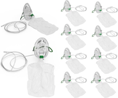 Pack of 10, Elongated Non-Rebreathing Oxygen Mask, Rebreather Oxygen Mask
