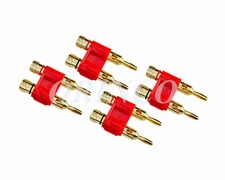 4) Red Open Screw Dual Banana Plug Space Audio Speaker Wire Cable Connector